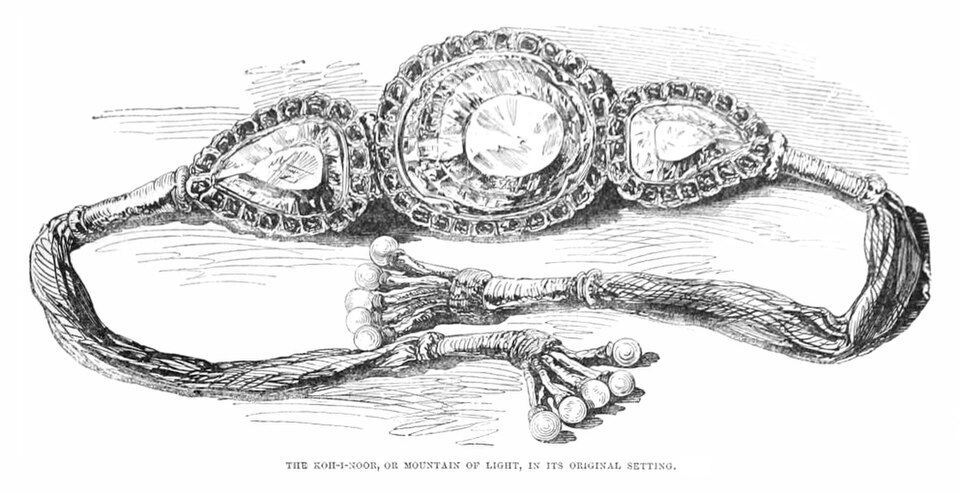 Desenho de época do diamante Koh-i-Noor
