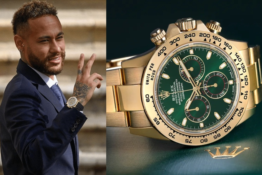 Neymar com relógios de luxo de sua coleção